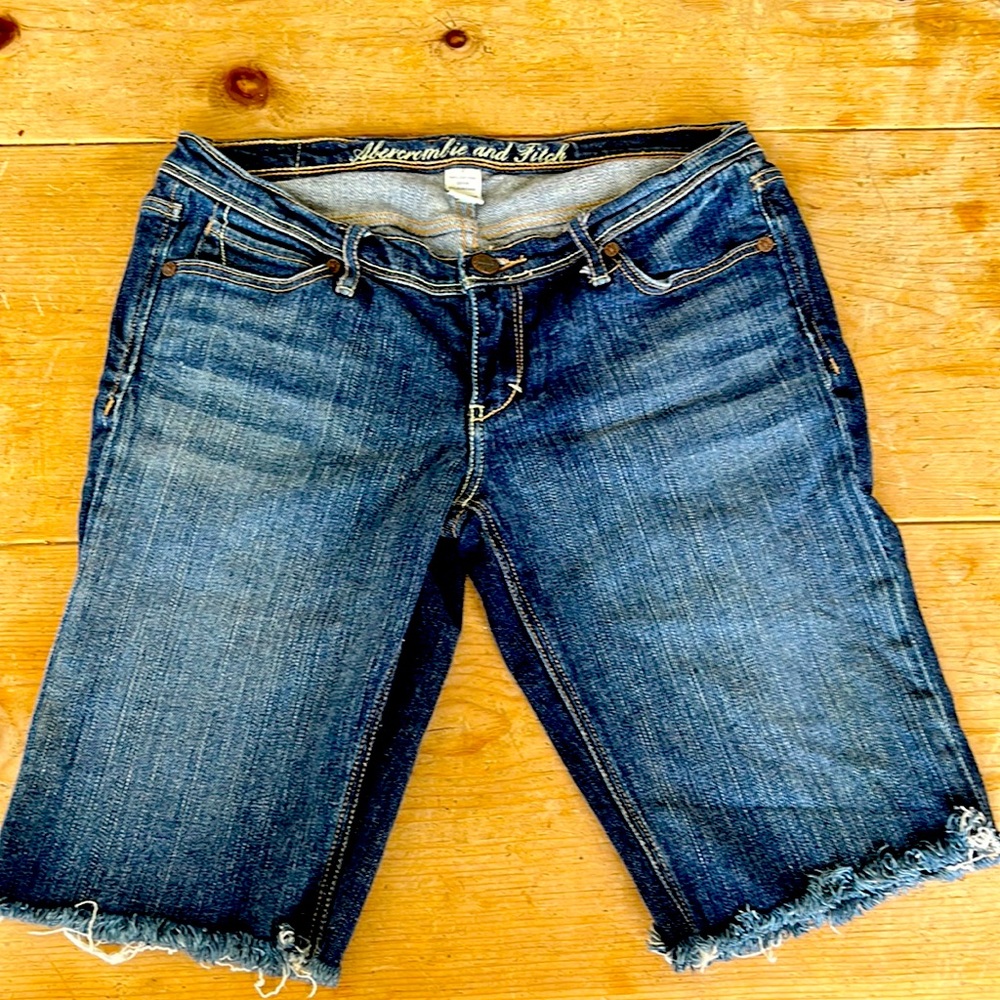 Abercrombie & Fitch long dark denim shorts.